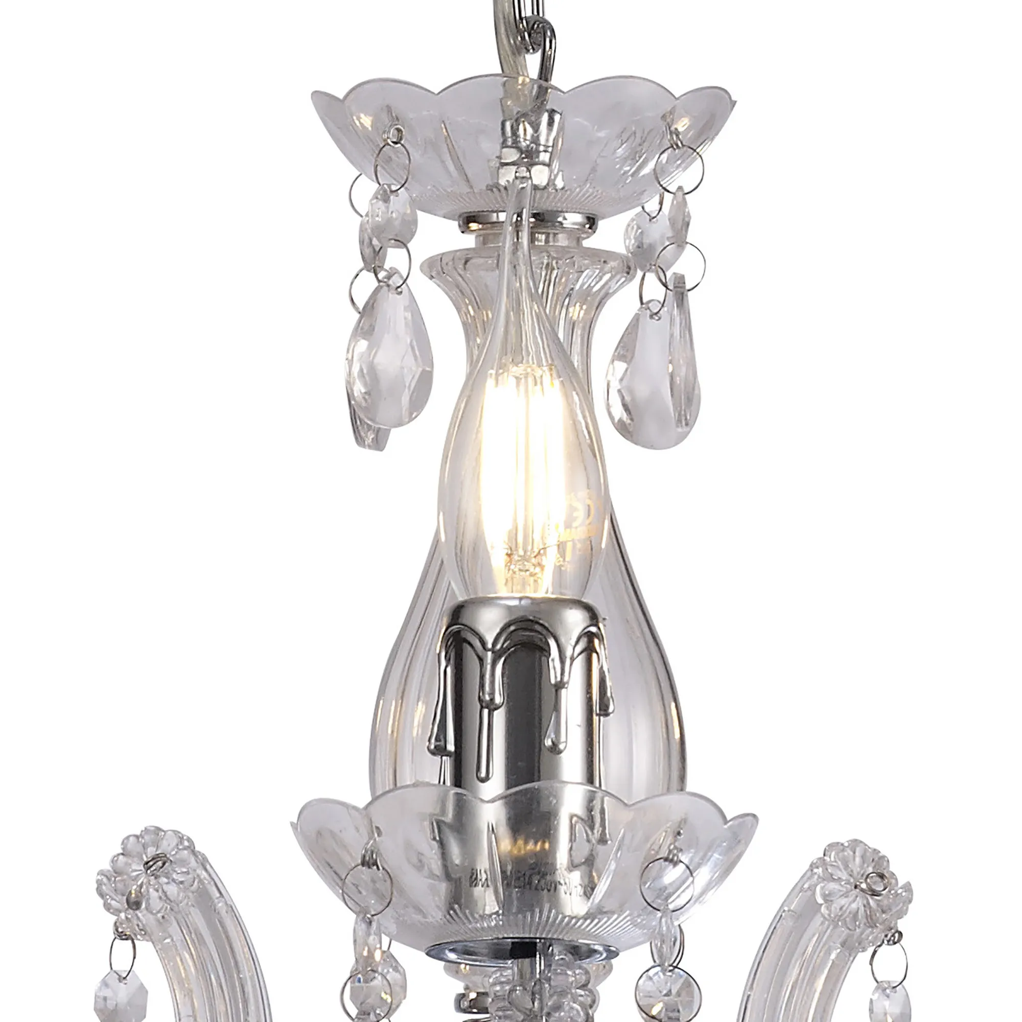 Floria Acrylic Chandelier 3 Light Polished Chrome D0416  Deco Floria